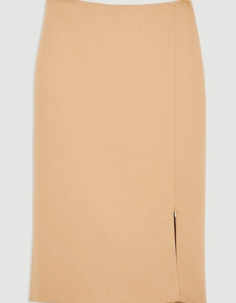 Tailored Side Split Midi Pencil Skirt