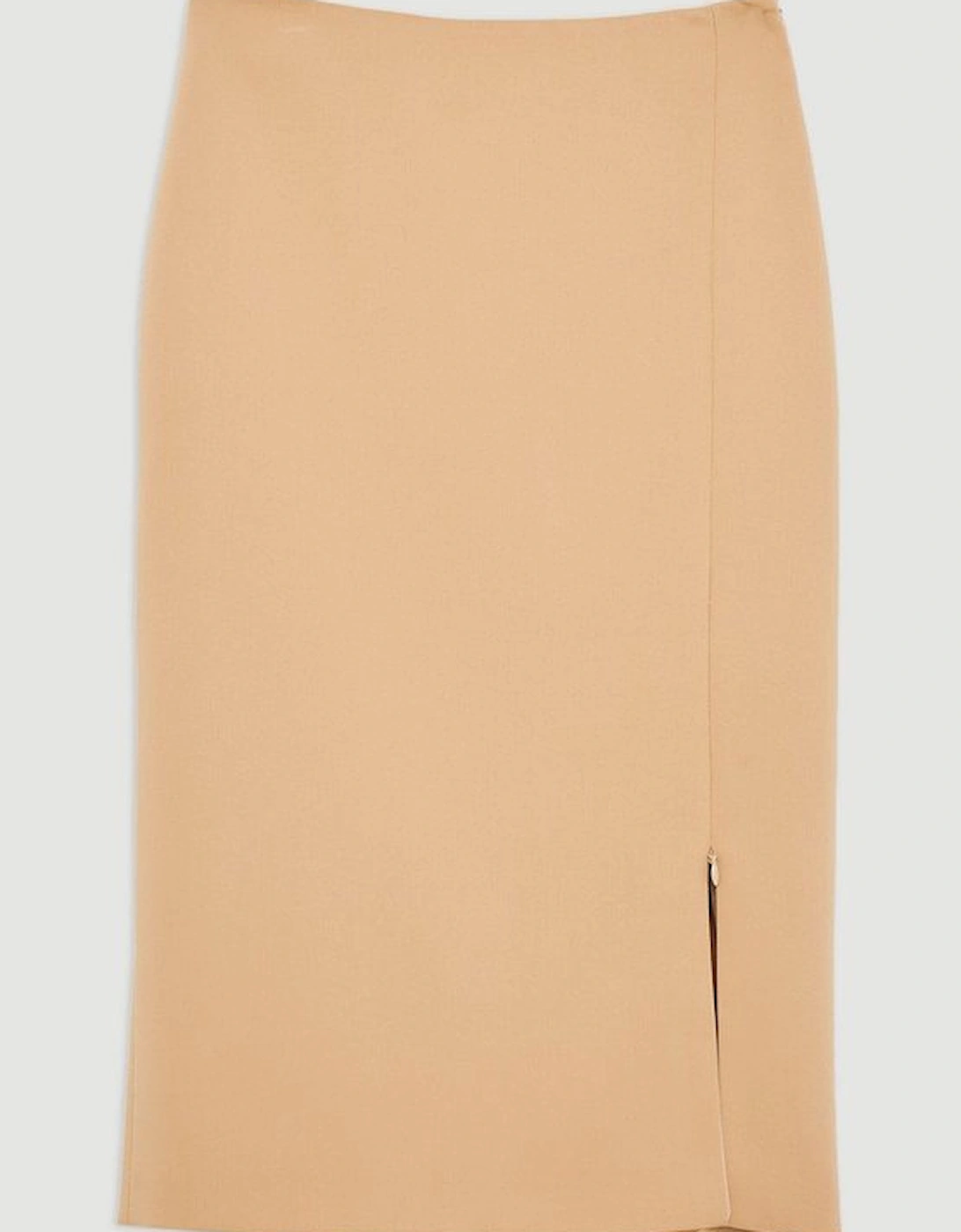 Tailored Side Split Midi Pencil Skirt