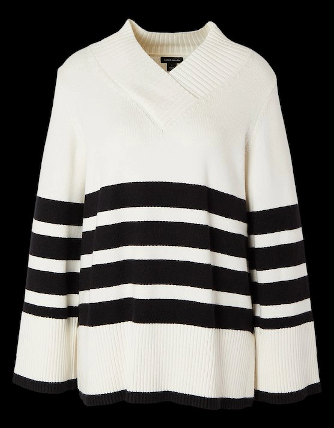 Plus Size Stripe V Neck Split Hem Knitted Jumper