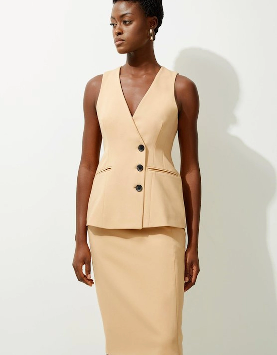 Tailored Side Split Midi Pencil Skirt, 5 of 4