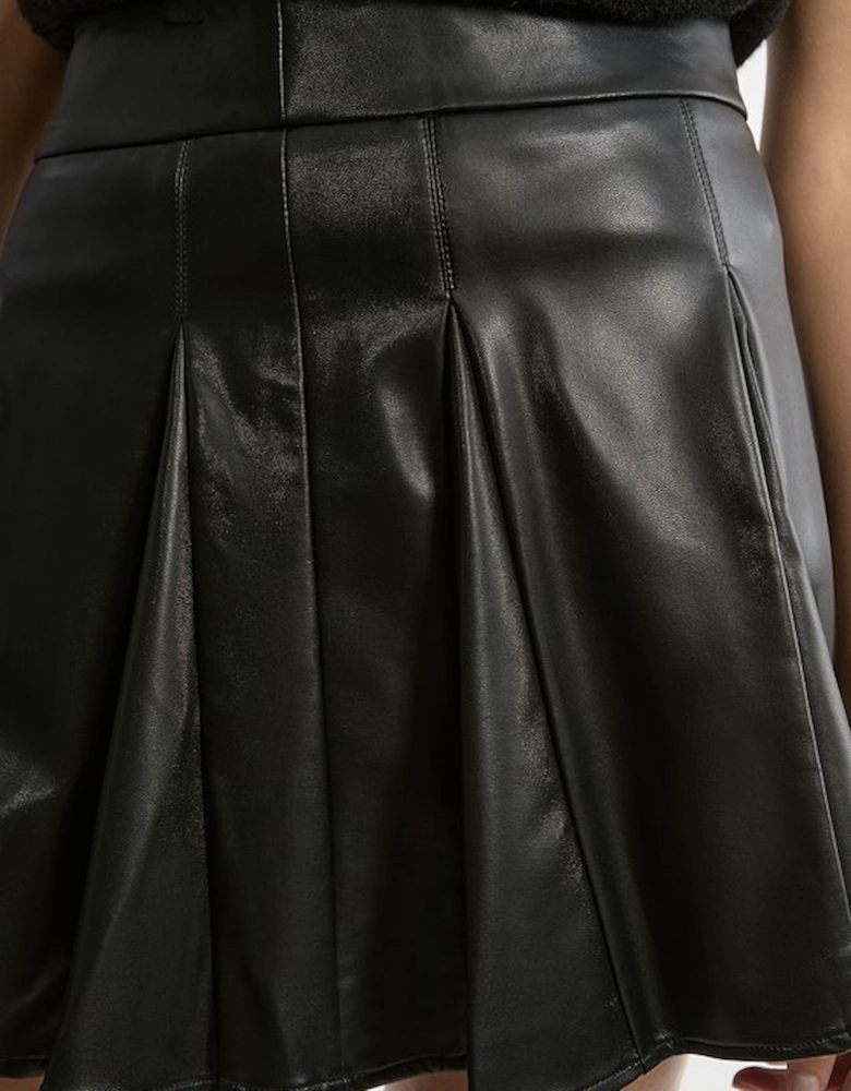 Faux Leather Flippy Mini Skirt