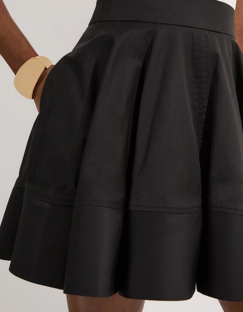 Tailored Cotton Full Mini Skirt