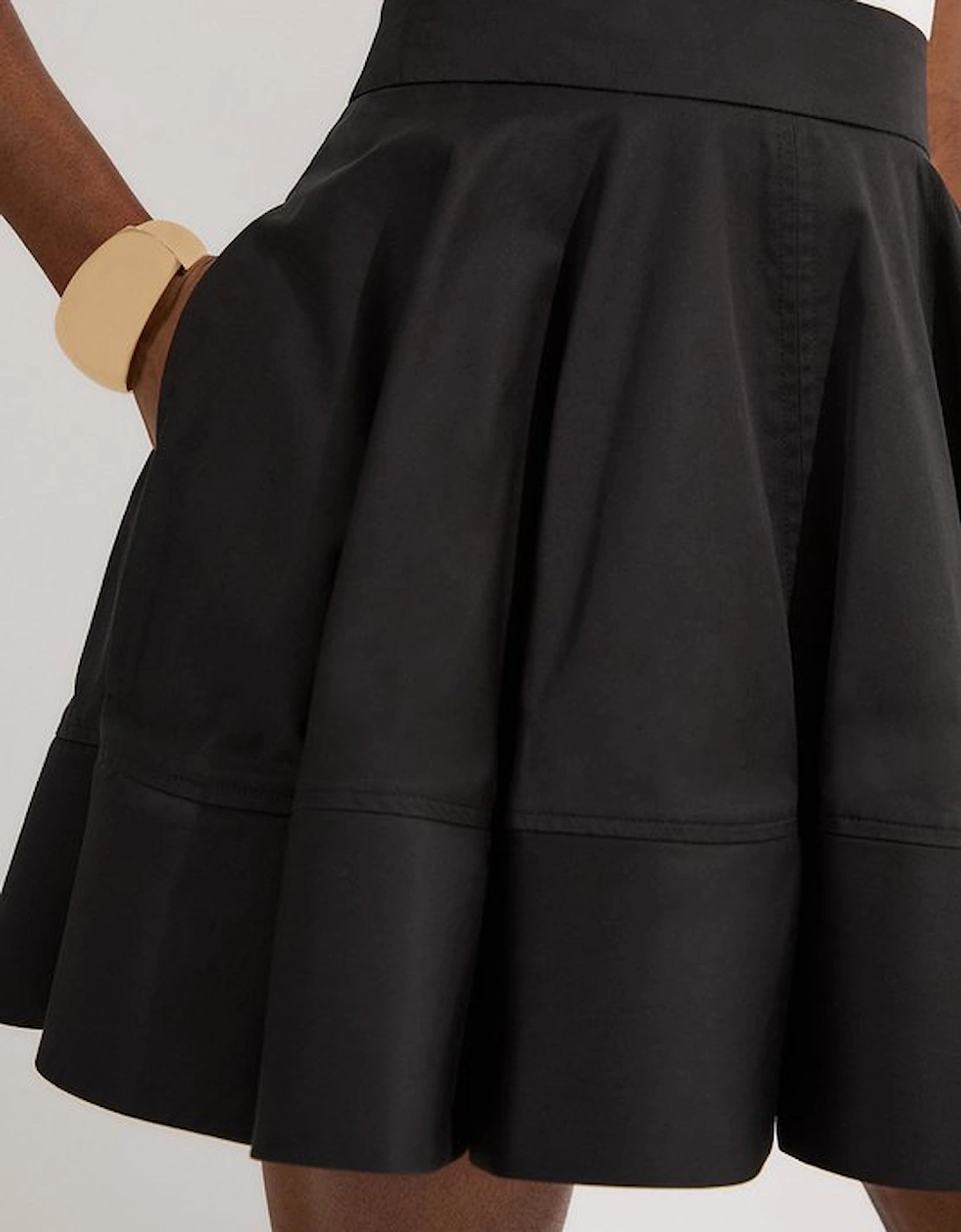 Tailored Cotton Full Mini Skirt