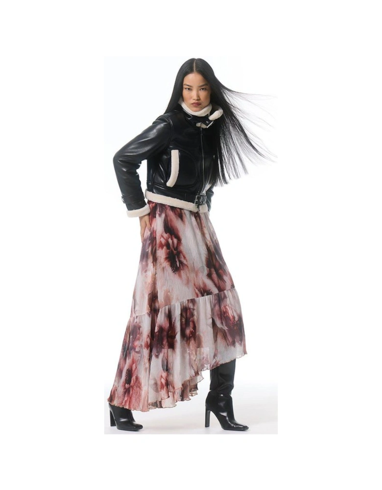 Crinkle Floral Woven Maxi Dress With Laced Back And Embellishment