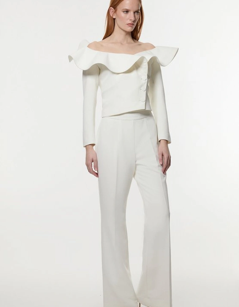 Drama Ruffle Asymmetric Tailored Jacket