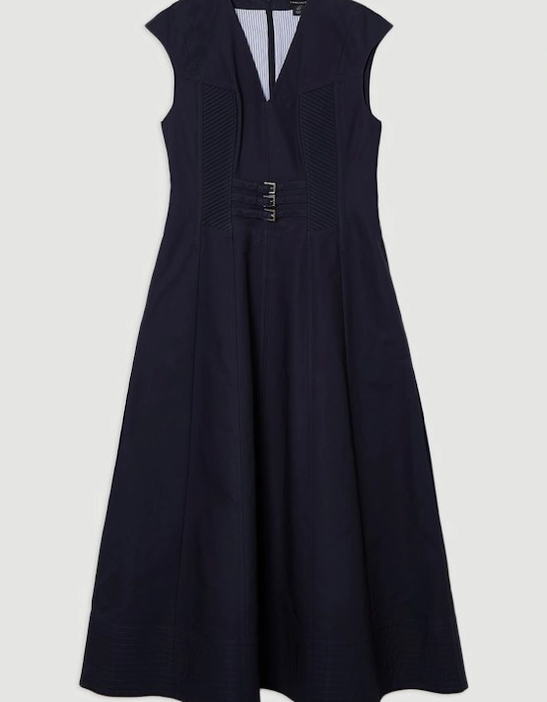 Archive Collection - Tailored Cotton Pintuck Grosgrain Corset Maxi Dress