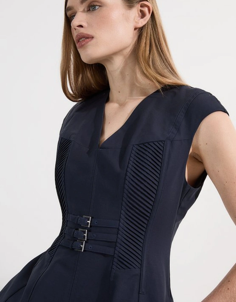 Archive Collection - Tailored Cotton Pintuck Grosgrain Corset Maxi Dress