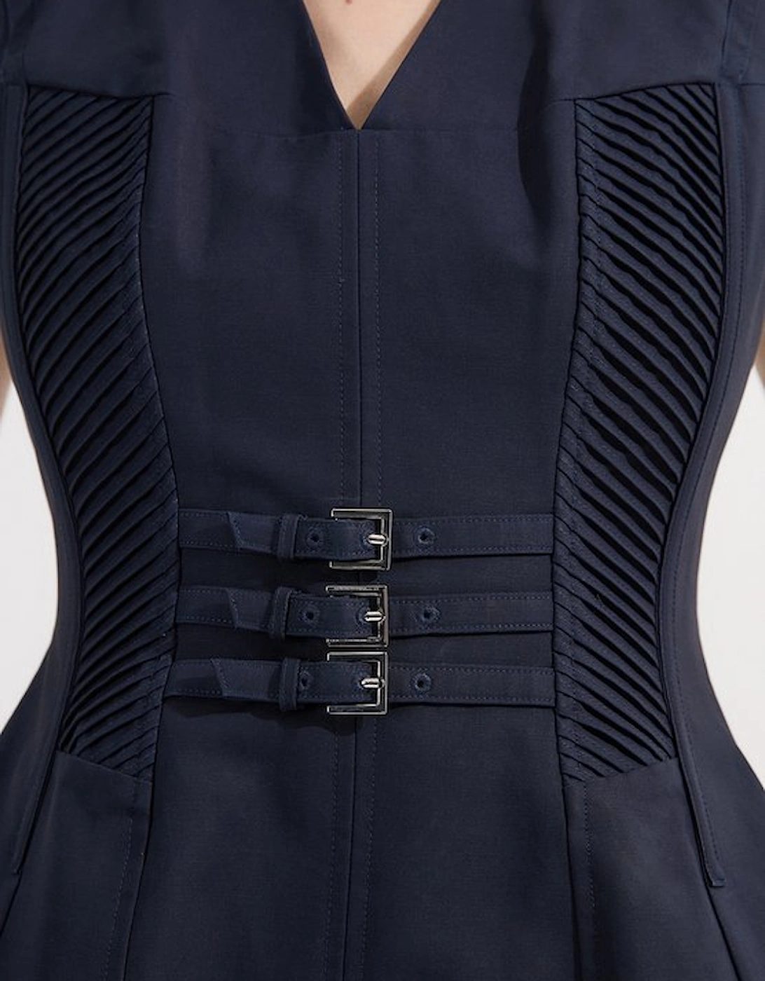Archive Collection - Tailored Cotton Pintuck Grosgrain Corset Maxi Dress