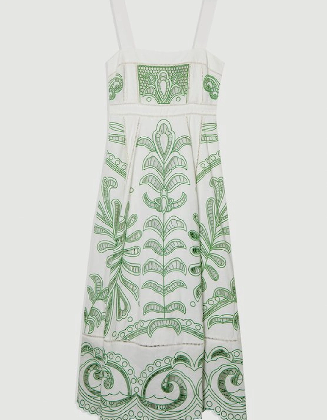 Cutwork Embroidered Woven Midi Prom Dress