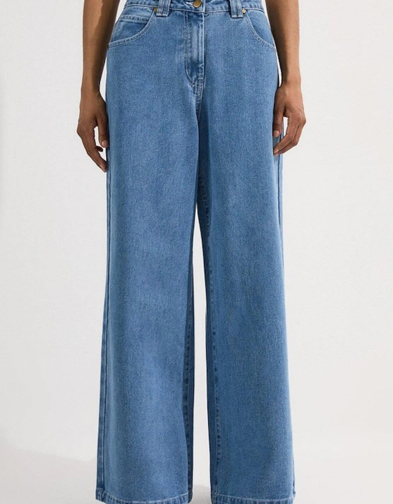 Petite Denim Soft Wash Relaxed Straight Leg Jean