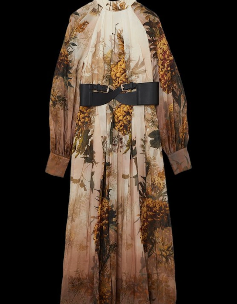 Lydia Millen Tall Silk Cotton Border Print Belted Maxi Dress