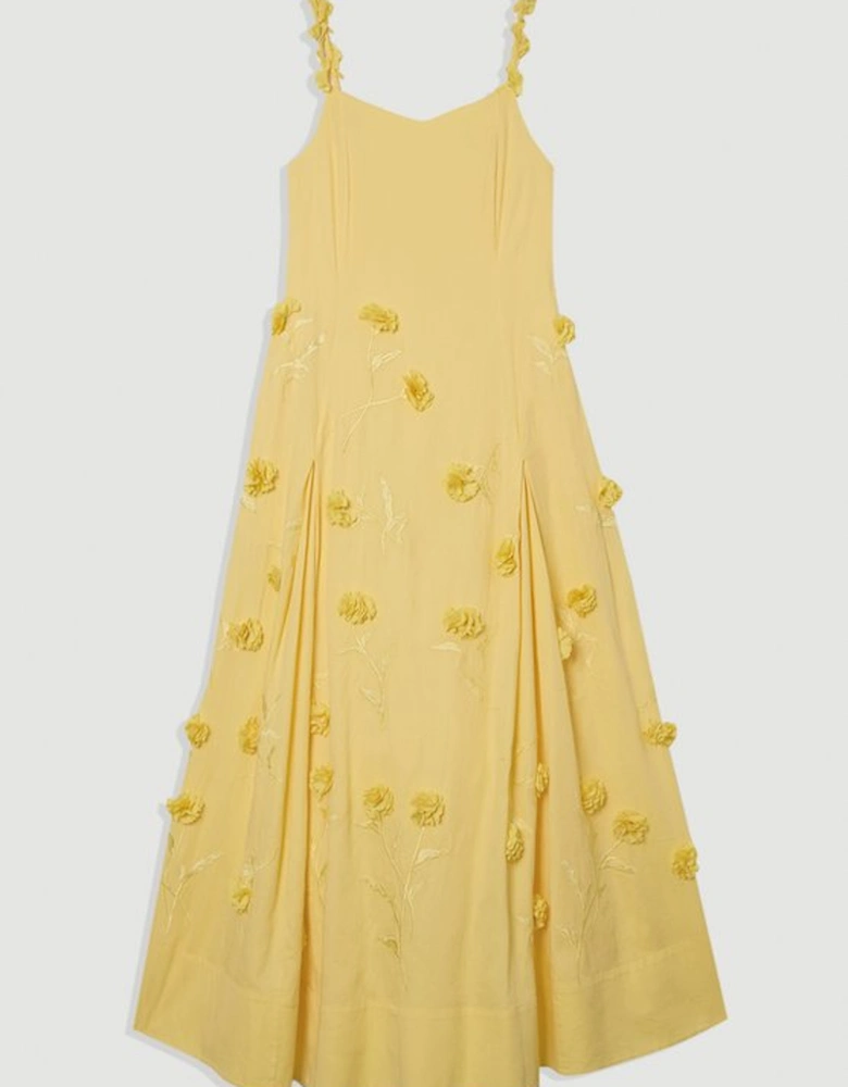 Cotton Applique Strappy Woven Maxi Dress