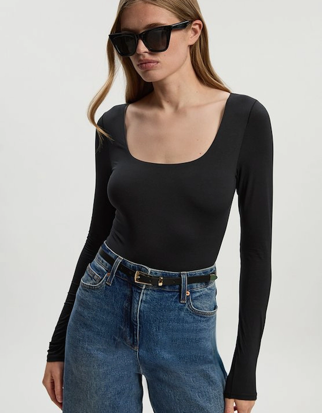 Scoop Neck Long Sleeve Contour Jersey Bodysuit