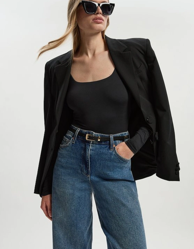 Scoop Neck Long Sleeve Contour Jersey Bodysuit