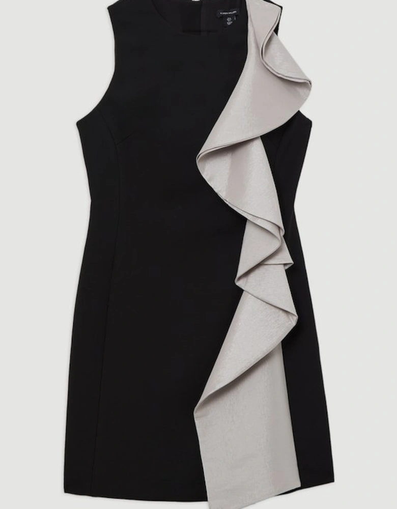 Compact Stretch Frill Detail Mini Dress