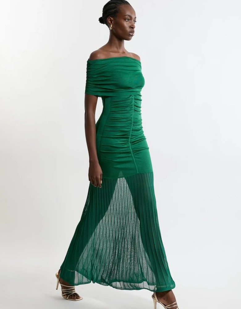 Tall Viscose Blend Slinky Sheer Knit Bardot Maxi Dress