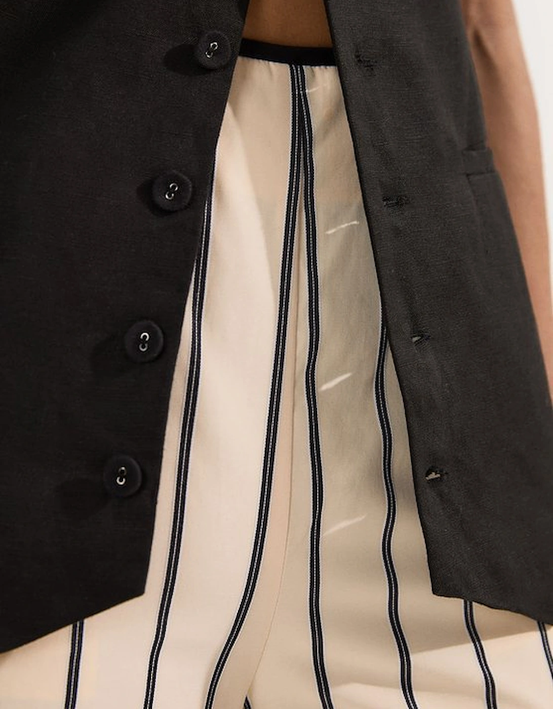 Cotton Stripe Belted Woven Trouser