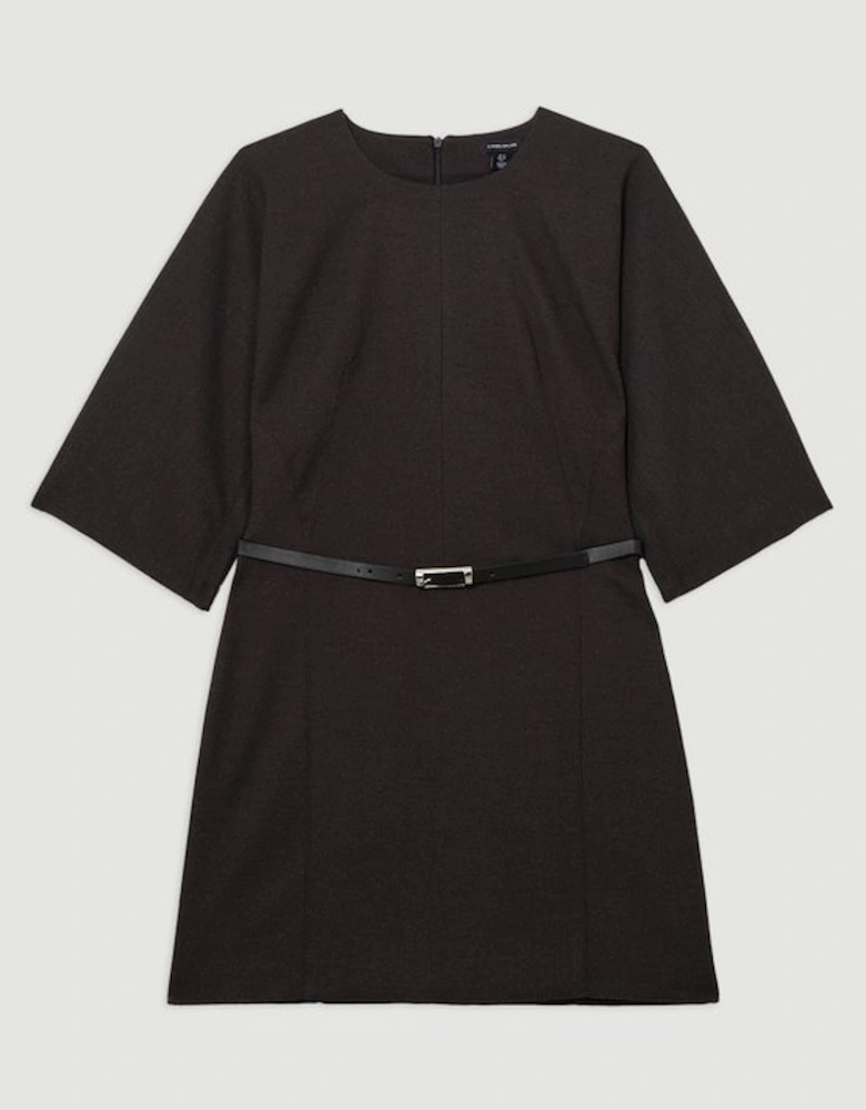 Flannel Tailored Belted Dress