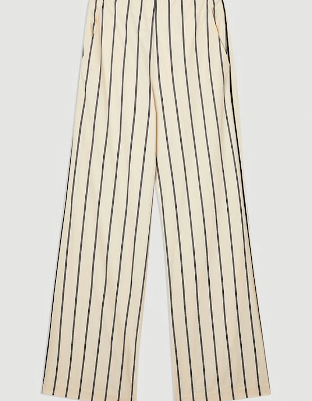 Cotton Stripe Belted Woven Trouser