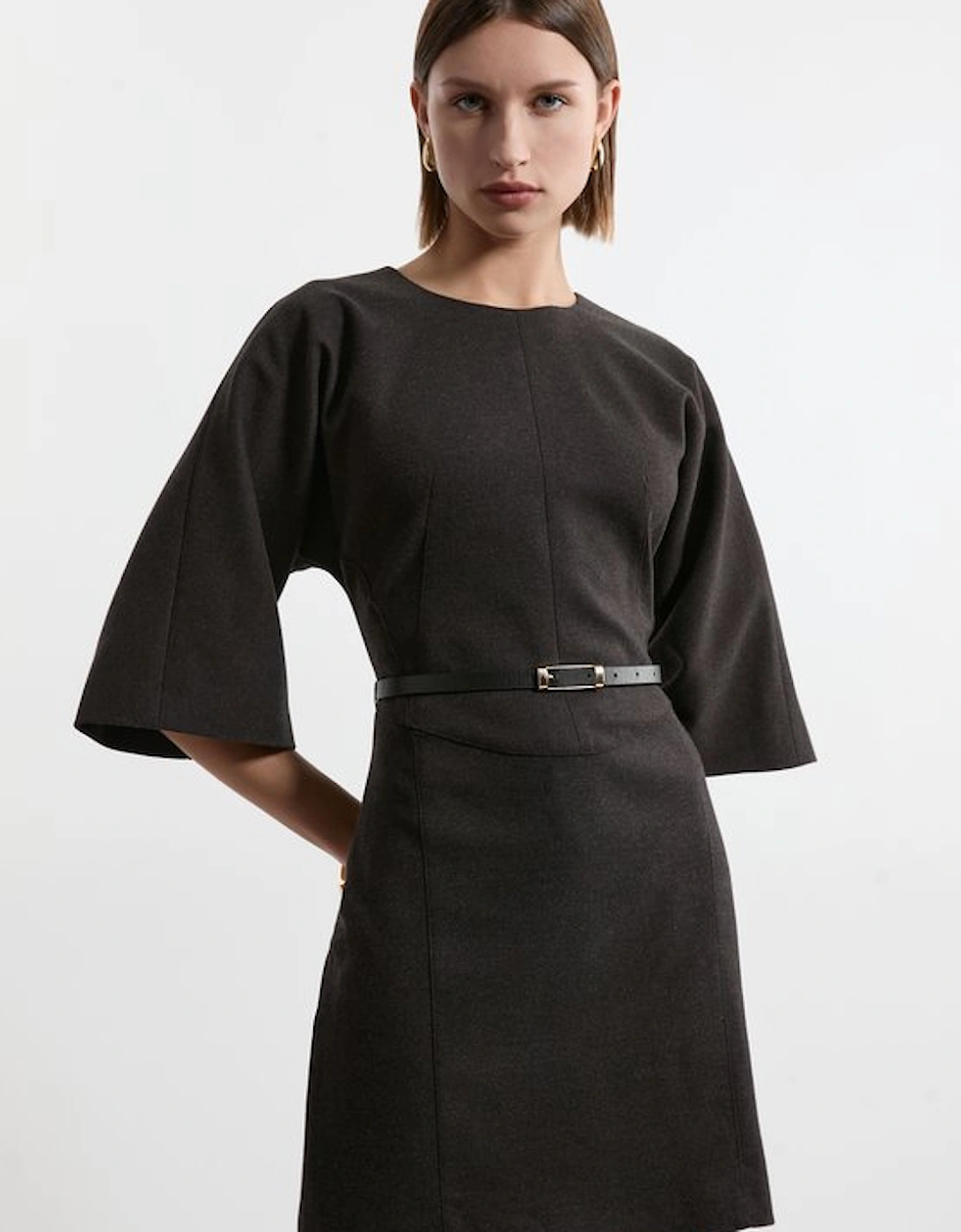 Flannel Tailored Belted Dress, 5 of 4