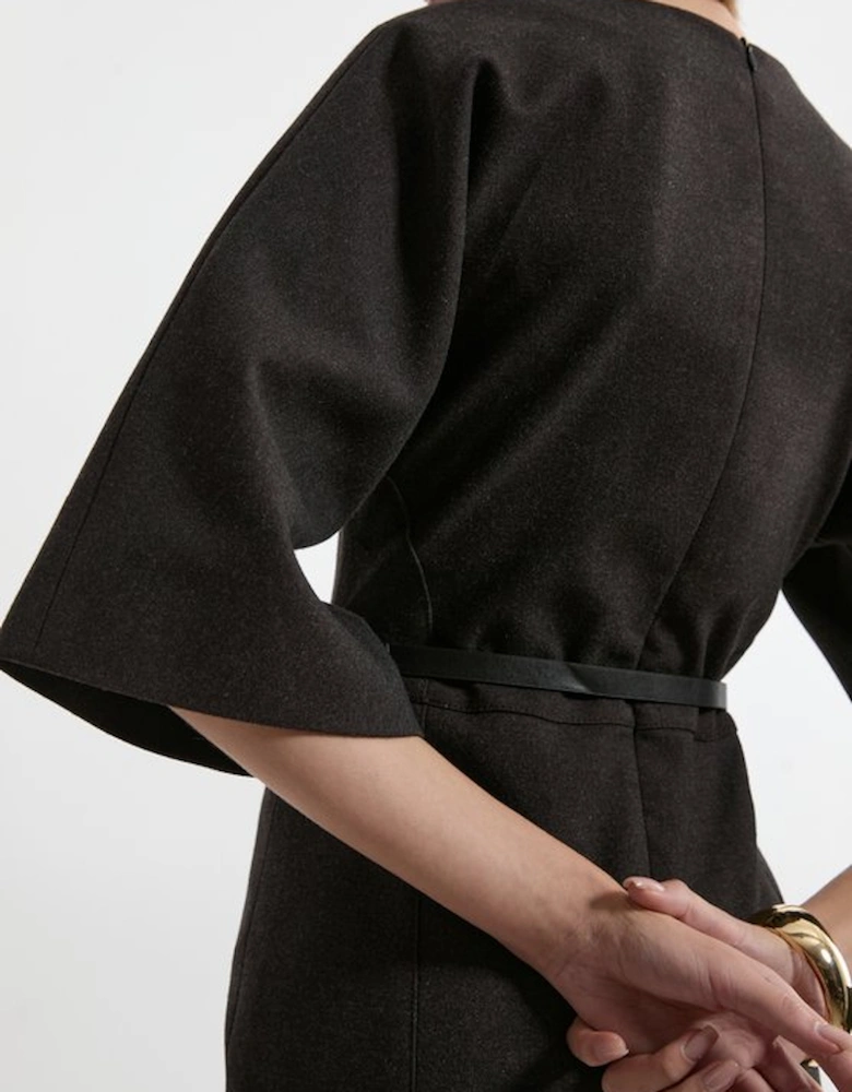 Flannel Tailored Belted Dress