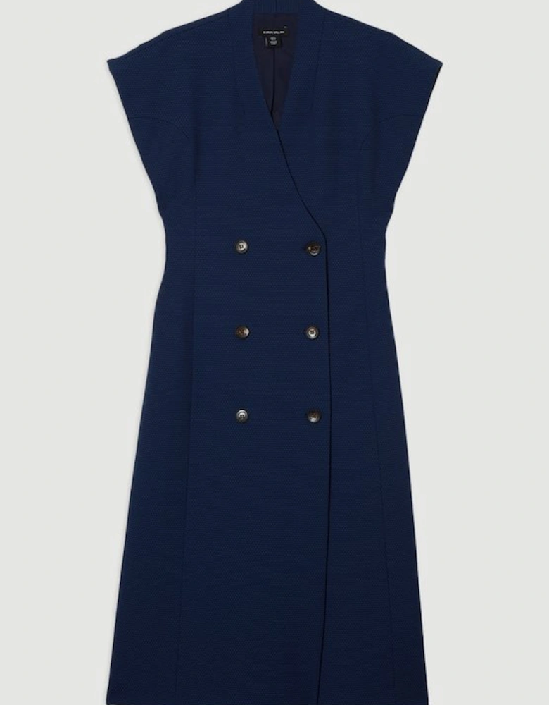 Tailored Textured Double Breasted Midi Dress