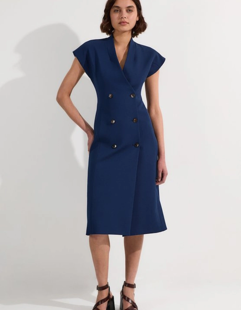Tailored Textured Double Breasted Midi Dress
