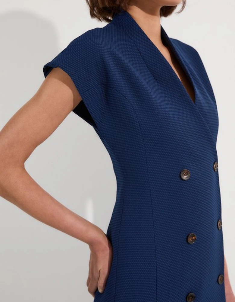 Tailored Textured Double Breasted Midi Dress