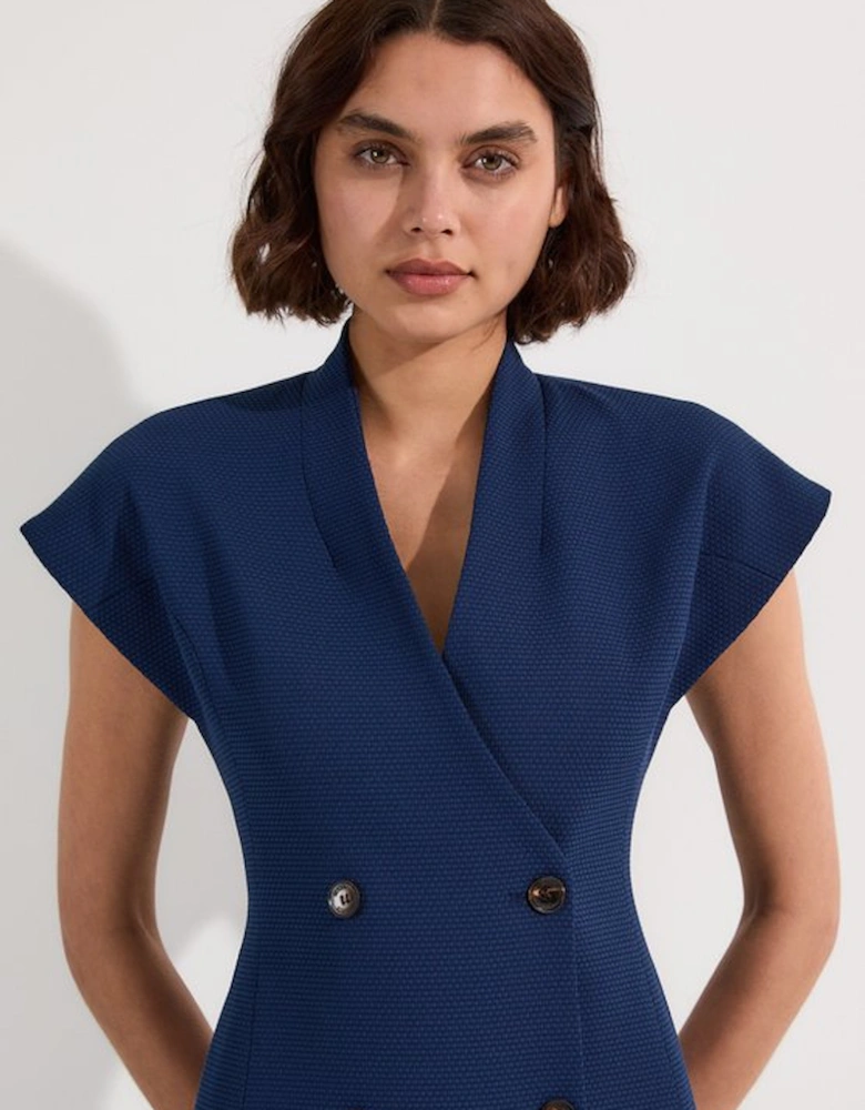 Tailored Textured Double Breasted Midi Dress