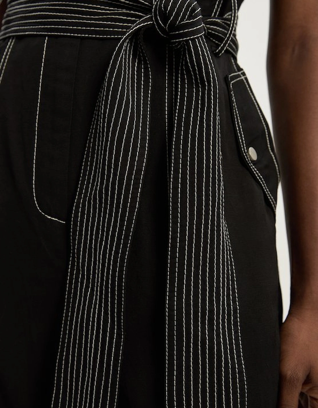 Tall Premium Linen Twill Topstitch Woven Jumpsuit