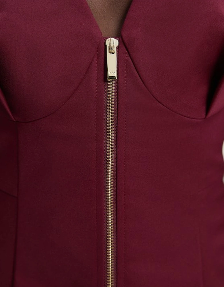 Techno Cotton Short Sleeve Zip Detail Woven Mini Dress