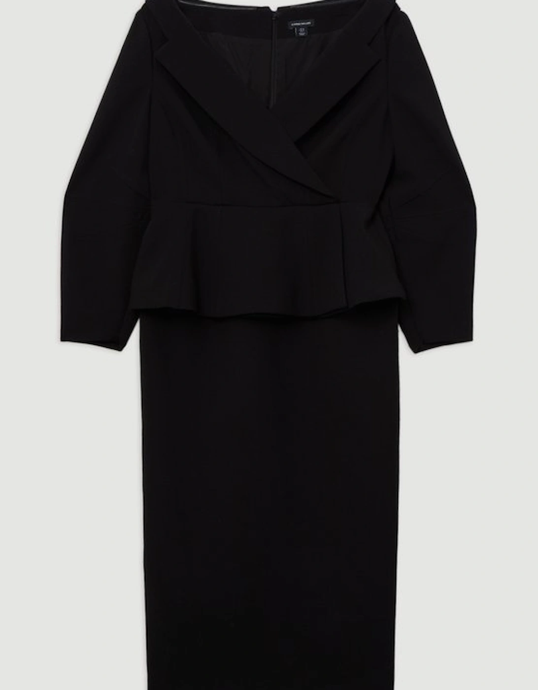 Compact Stretch Tailored Assymetric Peplum Pencil Midiaxi Dress