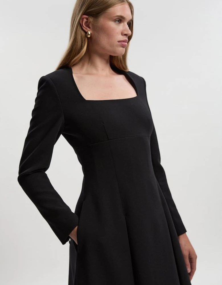 Petite Compact Stretch Sweetheart Neckline Midi Dress