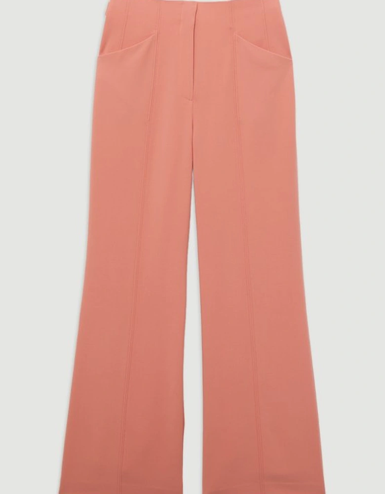 Compact Stretch Tailored Seam Detail Wide Leg Trouser