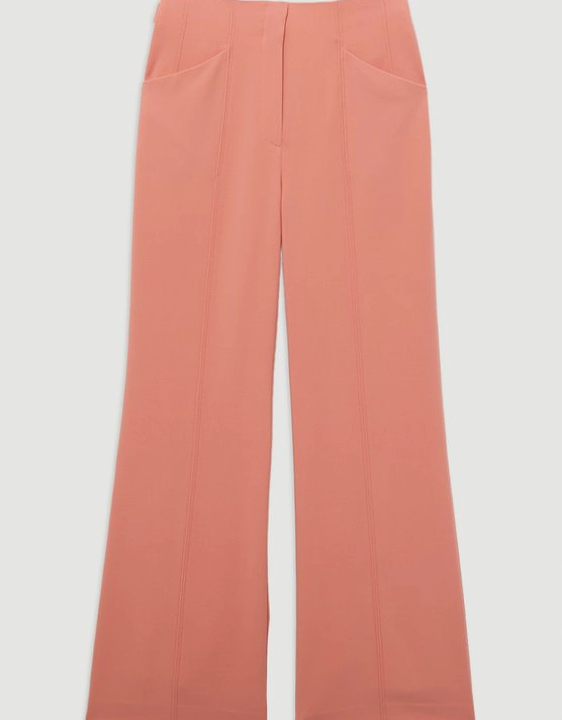 Compact Stretch Tailored Seam Detail Wide Leg Trouser