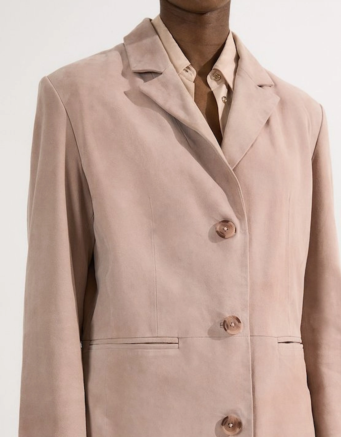 Suede Tailored Single Breasted Blazer