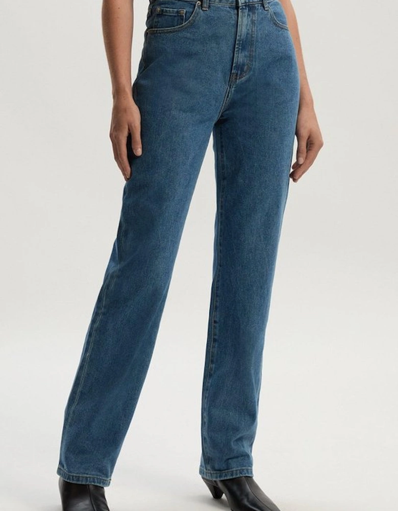 Rigid Denim  High Rise Straight Leg Jean