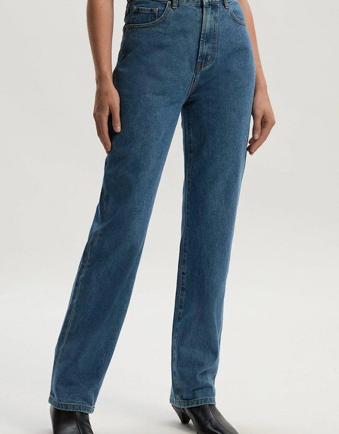 Rigid Denim  High Rise Straight Leg Jean