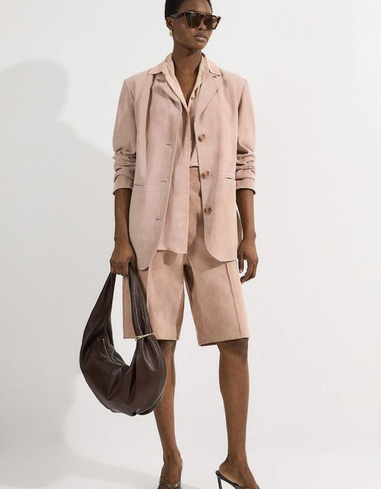 Suede Tailored Single Breasted Blazer