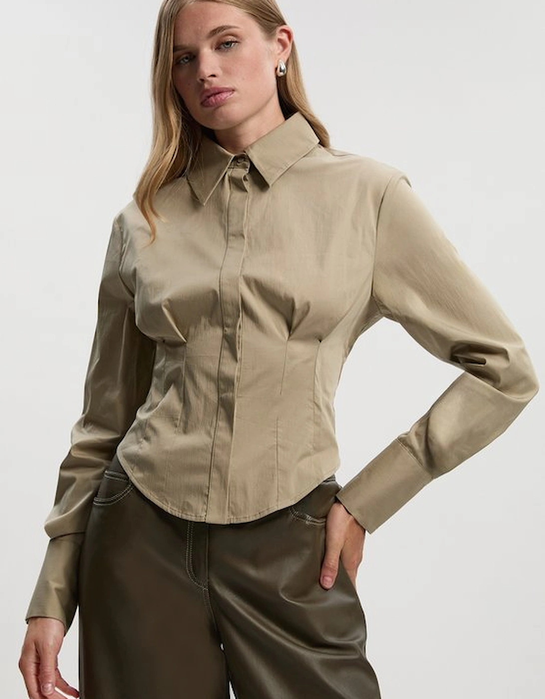 Crepe Pleating Detail Woven Shirt, 5 of 4