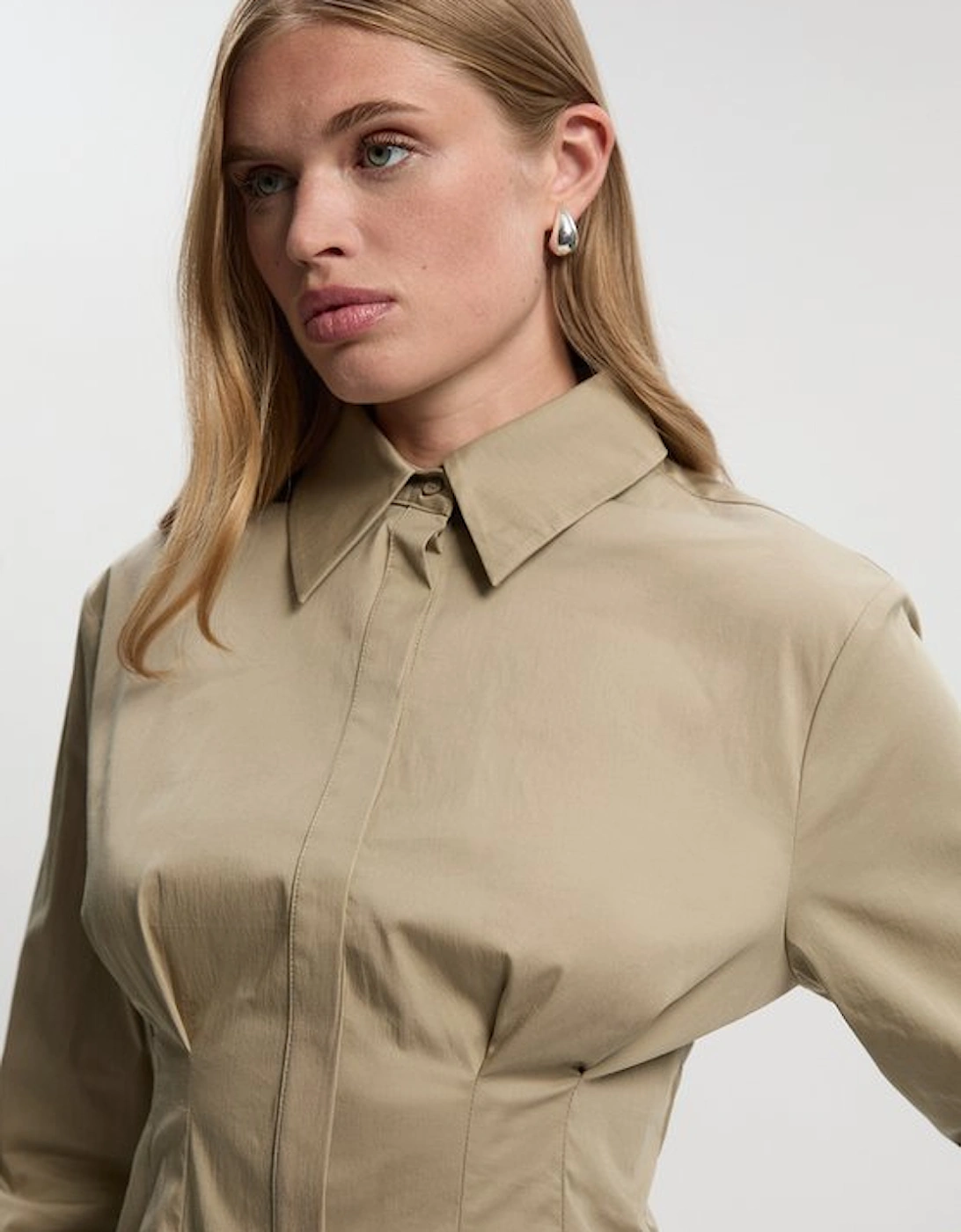 Crepe Pleating Detail Woven Shirt