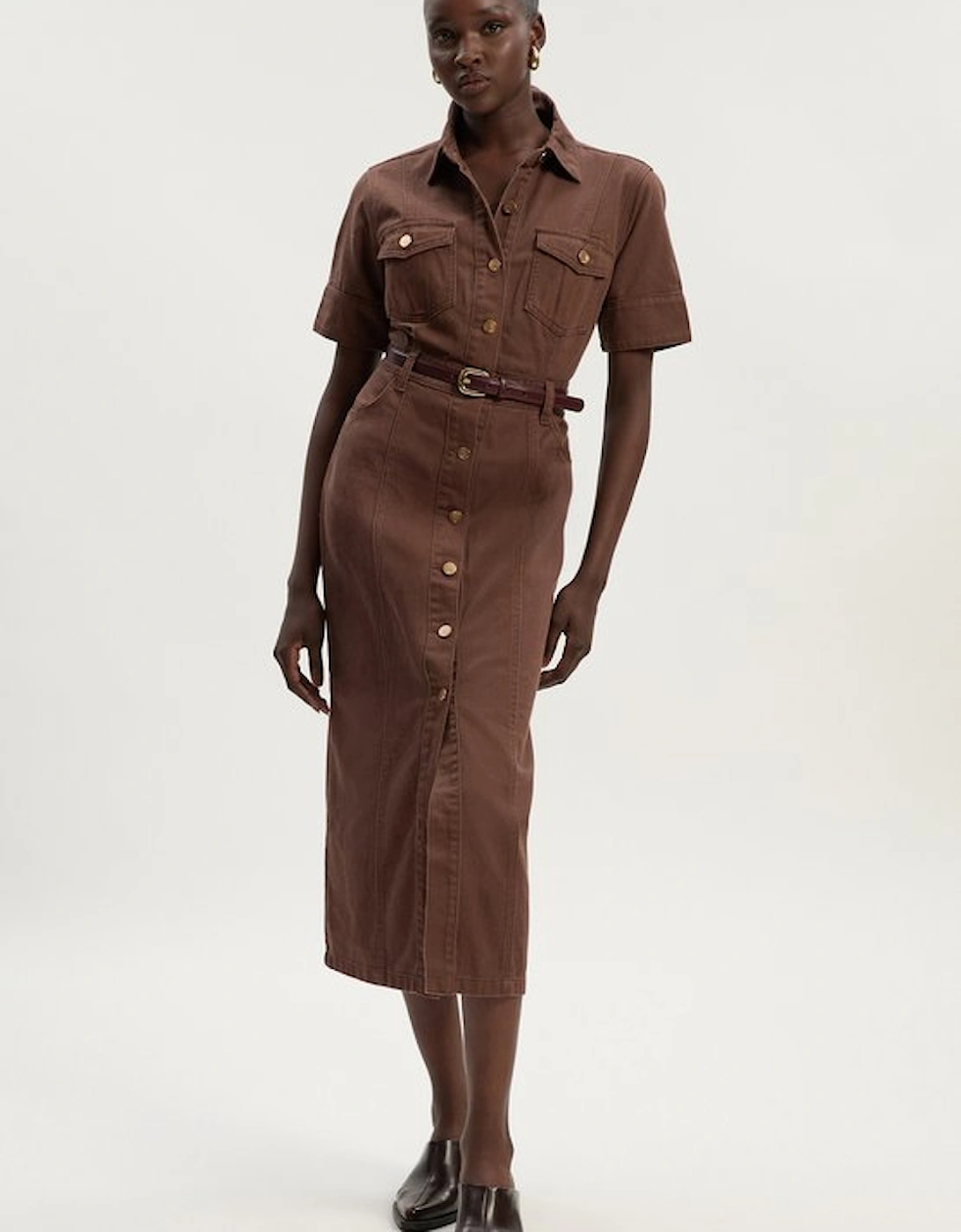 Denim Short Sleeve Shirt Dress, 5 of 4