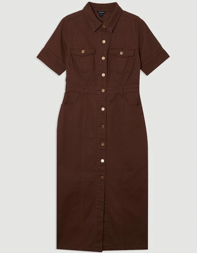 Denim Short Sleeve Shirt Dress