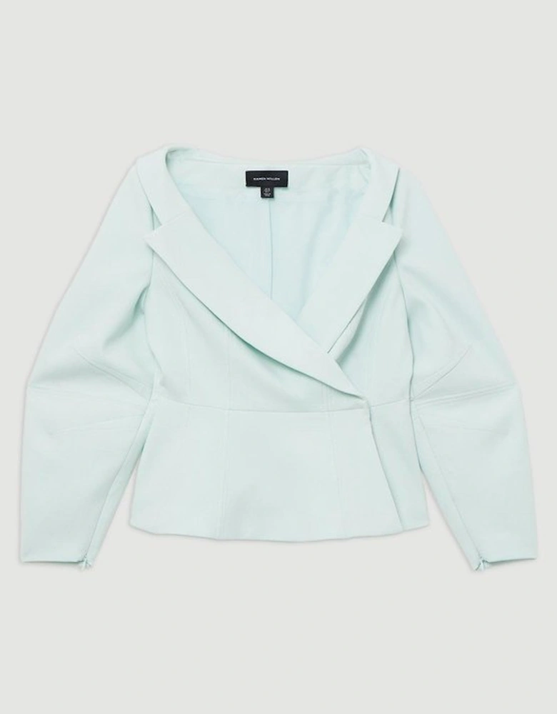 Compact Stretch Tailored Assymetric Peplum Jacket