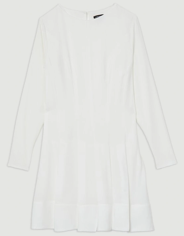 Pleated Long Sleeve Woven Mini Dress