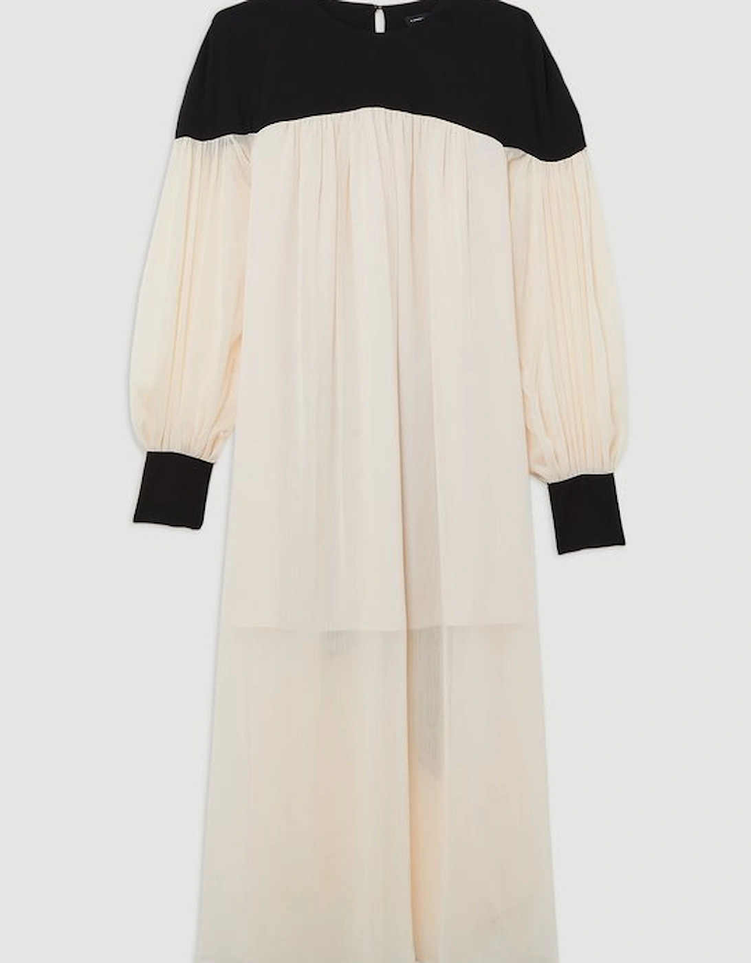 Twill Balloon Sleeve Woven Midi Dress