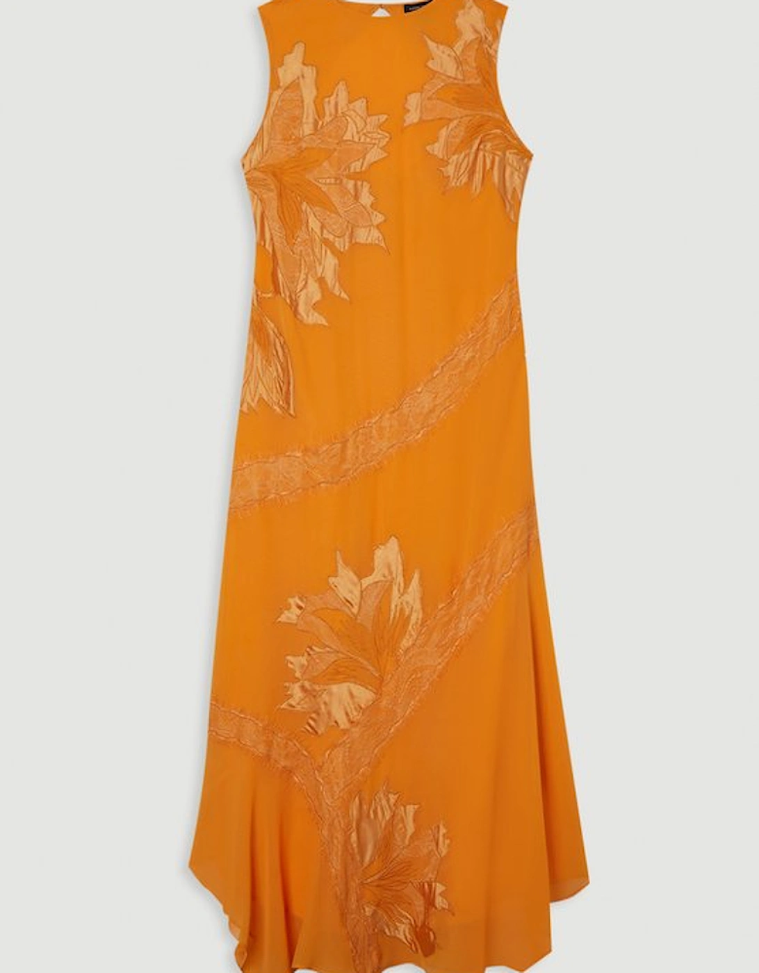 Applique And Lace Georgette Sleeveless Woven Maxi Dress