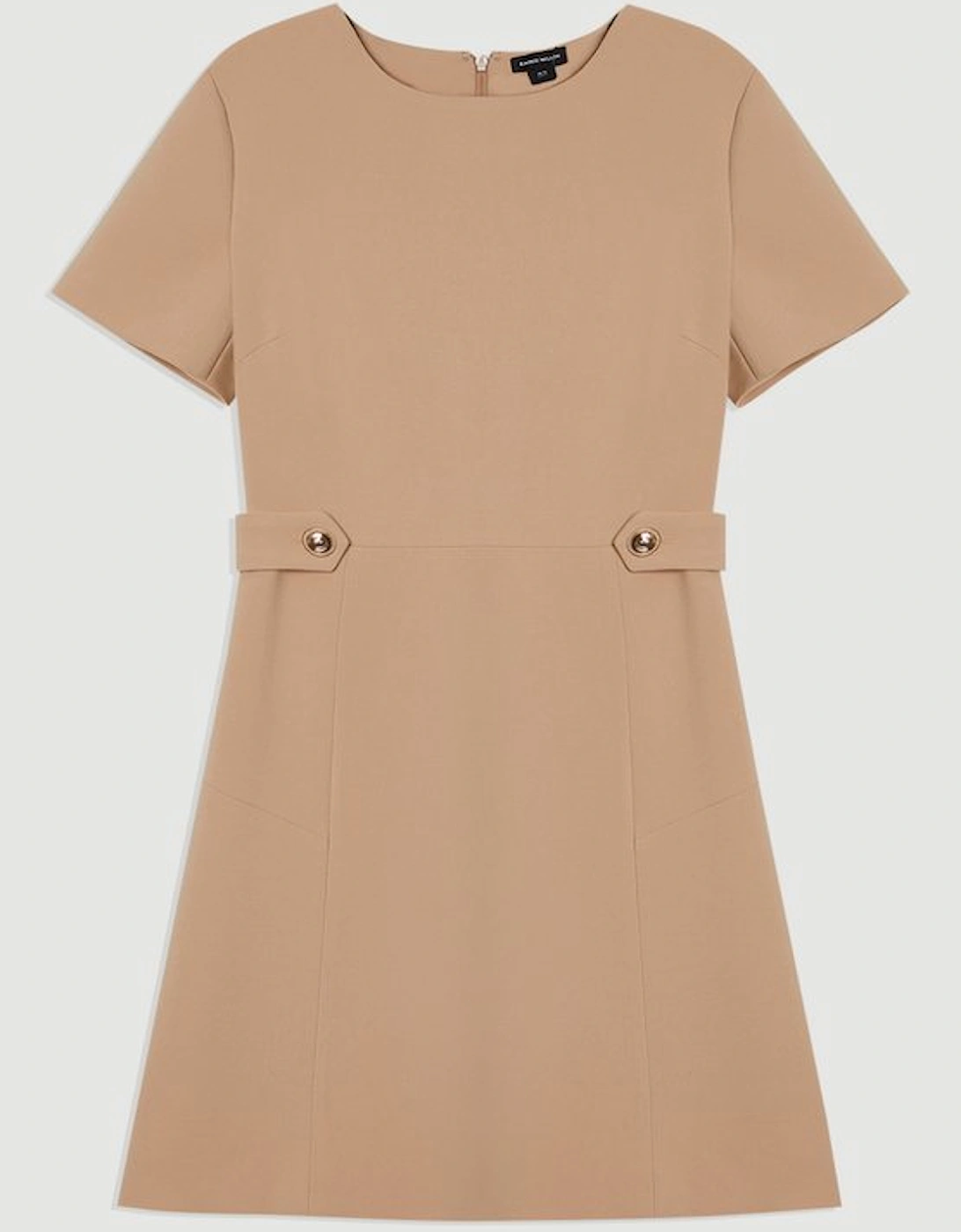 Compact Stretch Essential Waist Tab Detail Tailored Mini Dress