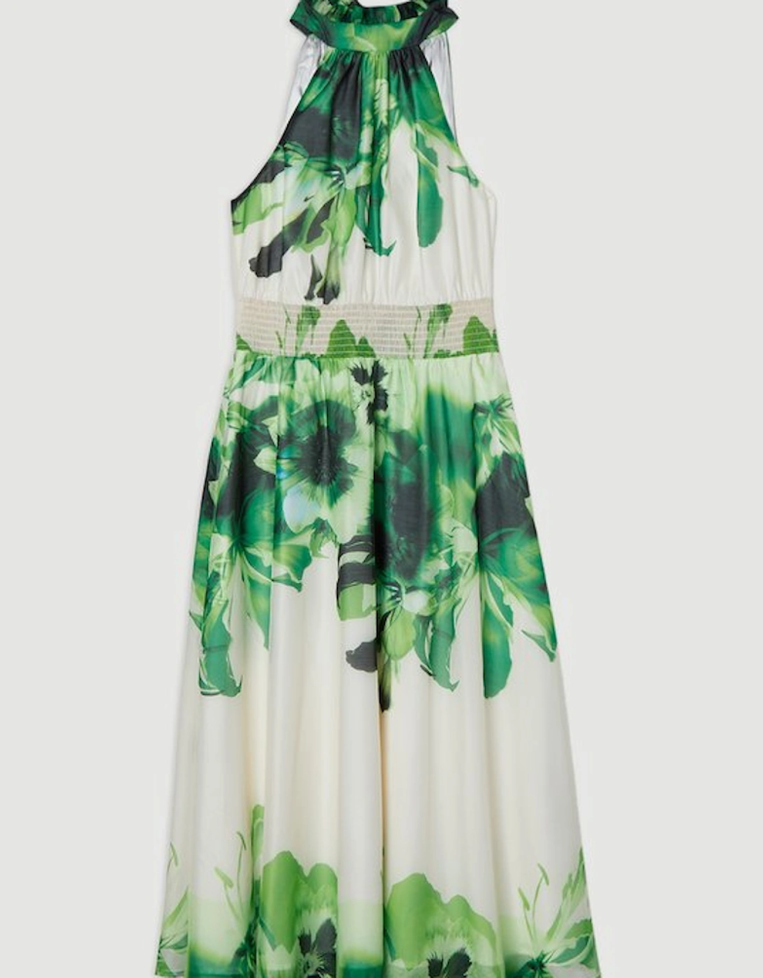 Floral Organdie Woven Belted Halterneck Maxi Dress