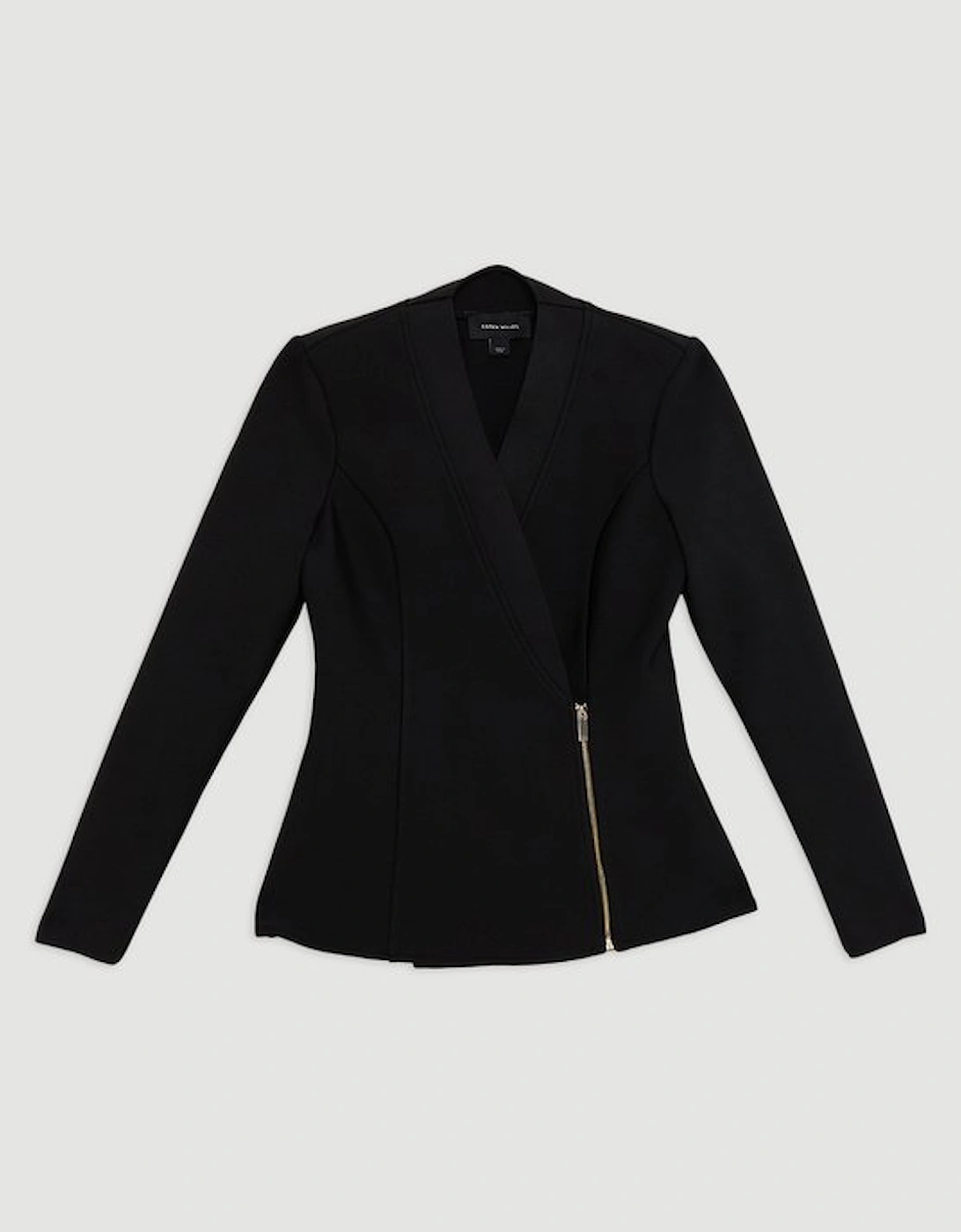 Plus Size Figure Form Bandage Knit Side Zip Longline Jacket
